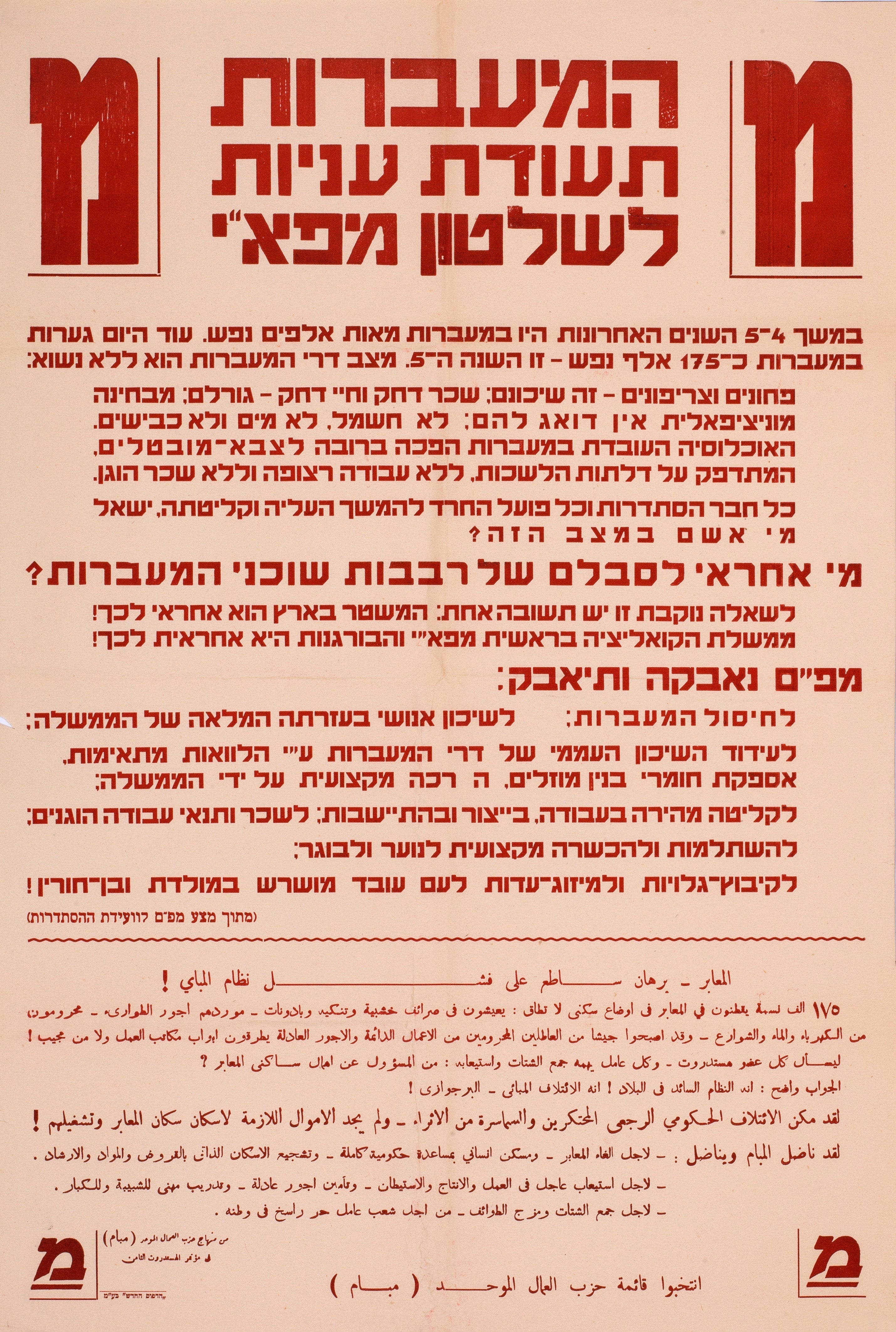 המעברות תעודת עניות לשלטון מפא"י