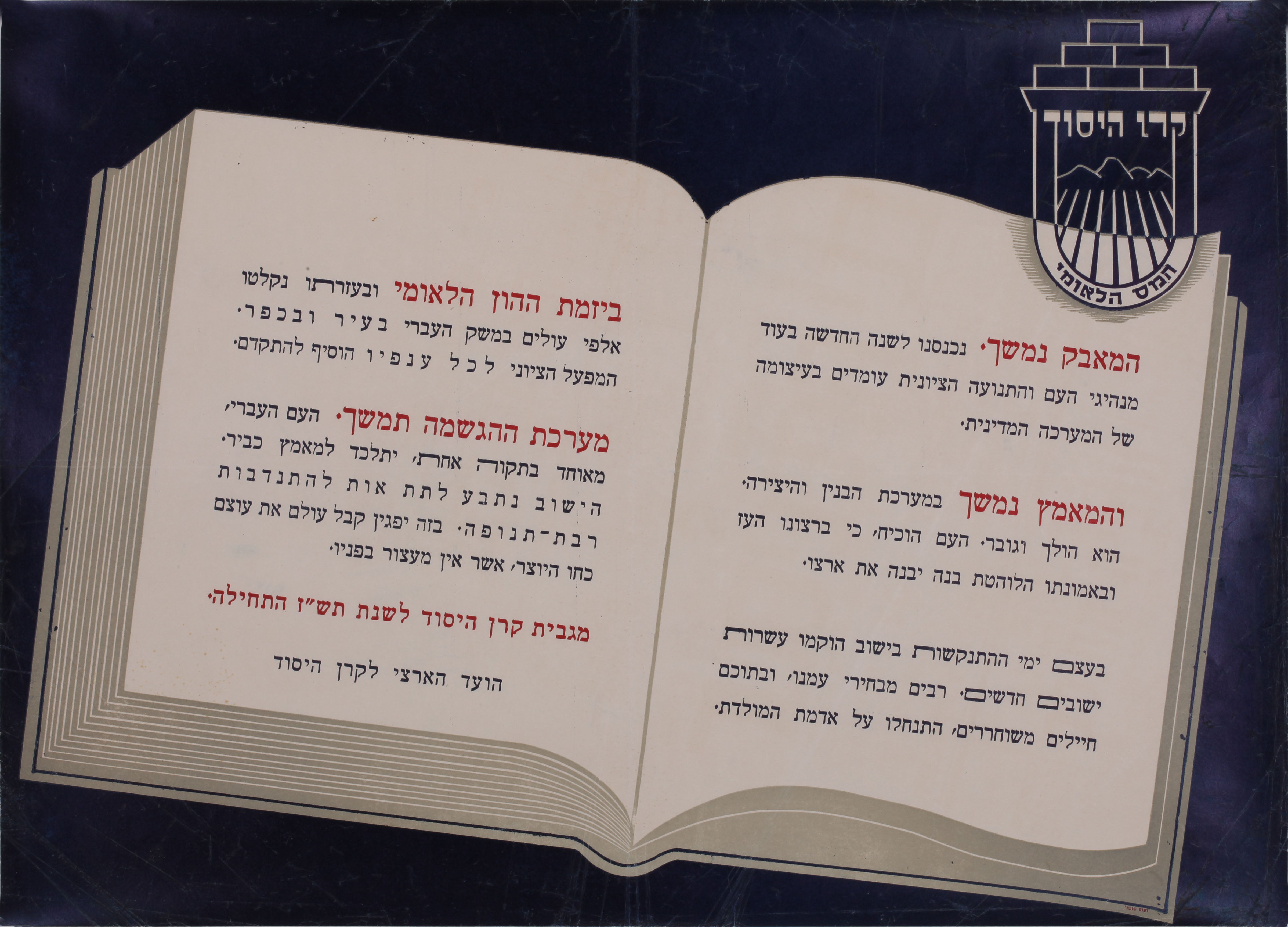 קרן היסוד - המאבק נמשך.. המאמץ נמשך.. ביזמת ההון הלאומי... תיאור