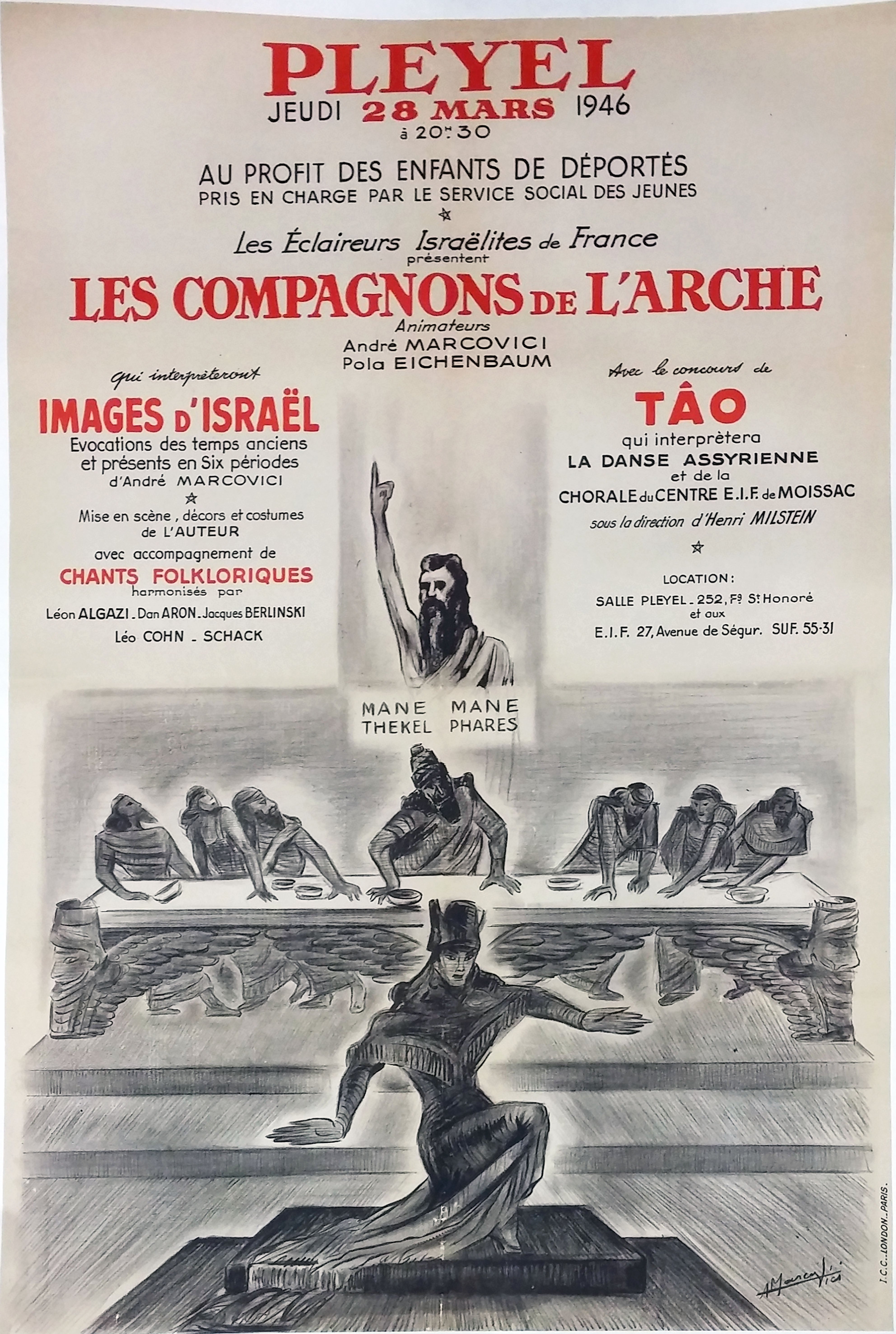 Pleyel au profit des enfants deportes ... les compagnons de l'arche, les Eclaireurs Israelites de Frence