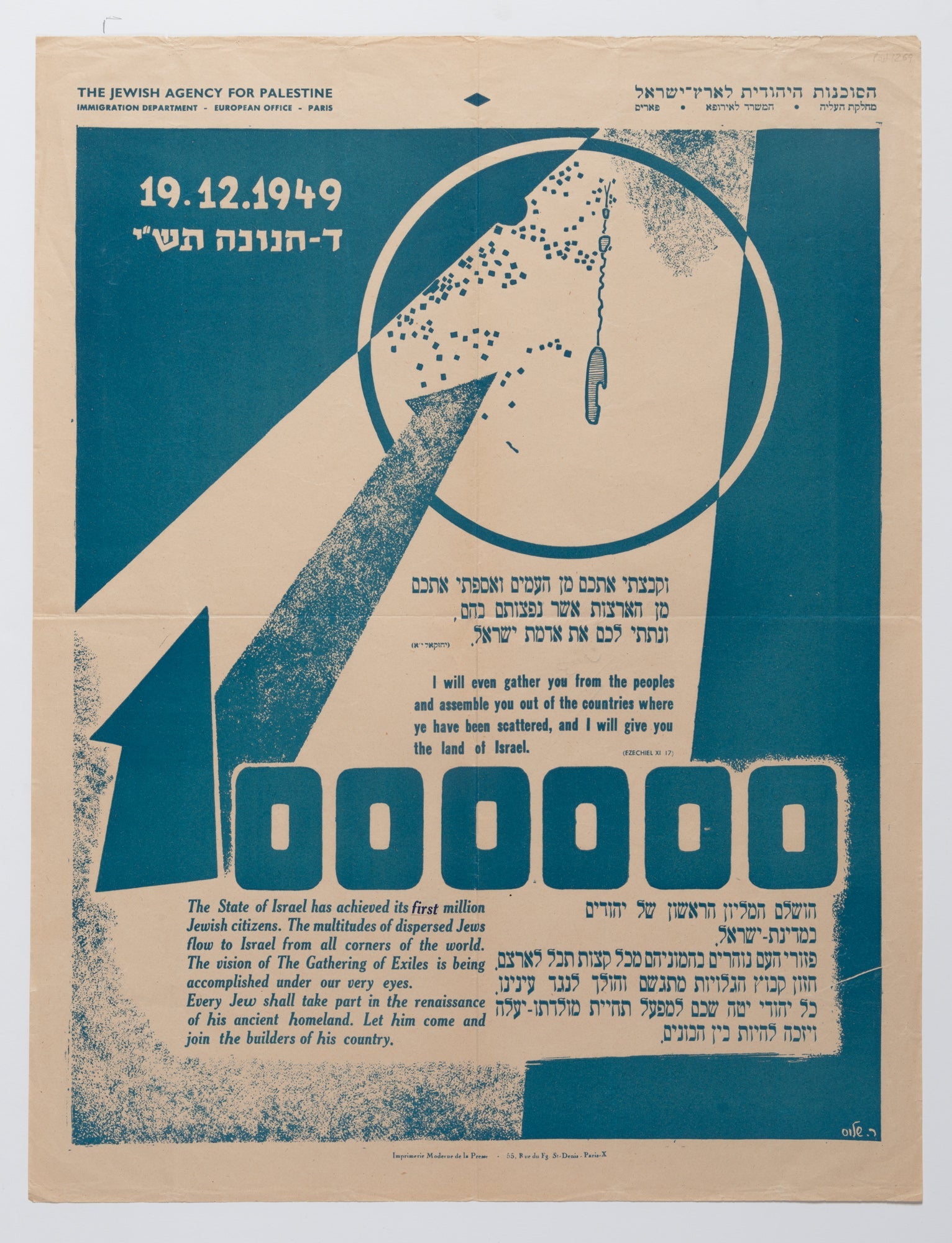 1000000 : הושלם המליון הראשון של יהודים בארץ ישראל