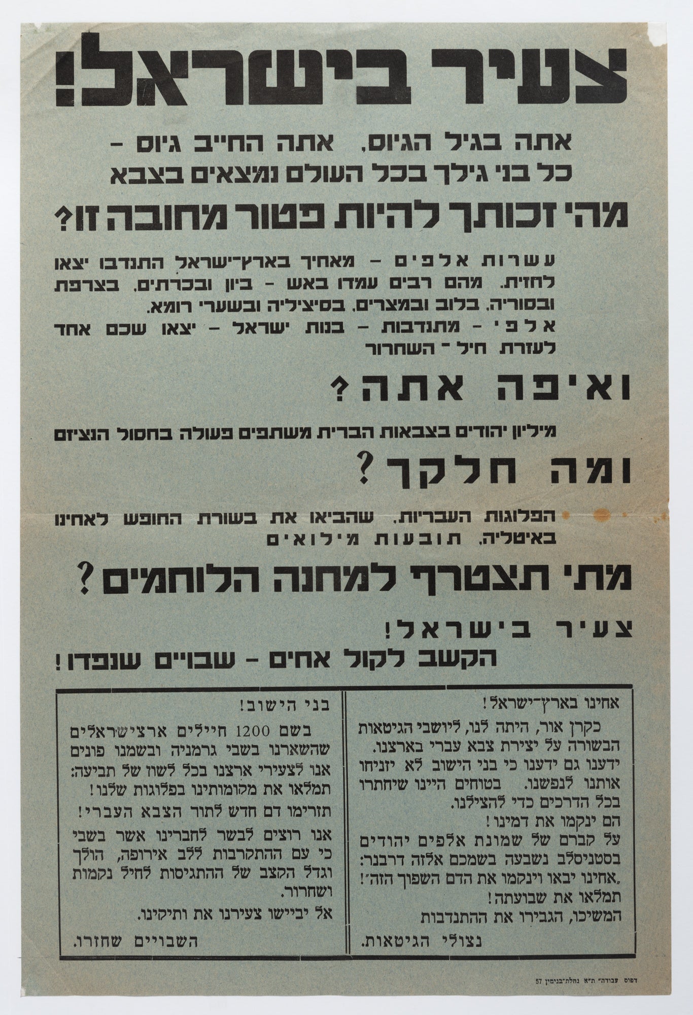 צעיר בישראל, אתה בגיל הגיוס, אתה החייב גיוס, כל בני גילך בכל העולם נמצאים בצבא מהי זכותך להיות פטור מחובה זו?