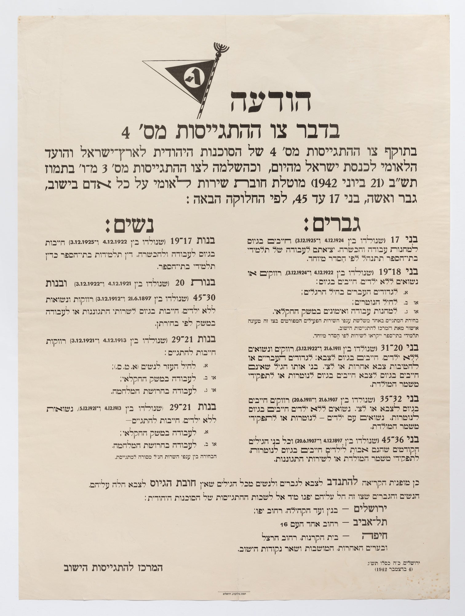 הודעה בדבר צו ההתגייסות מס 4